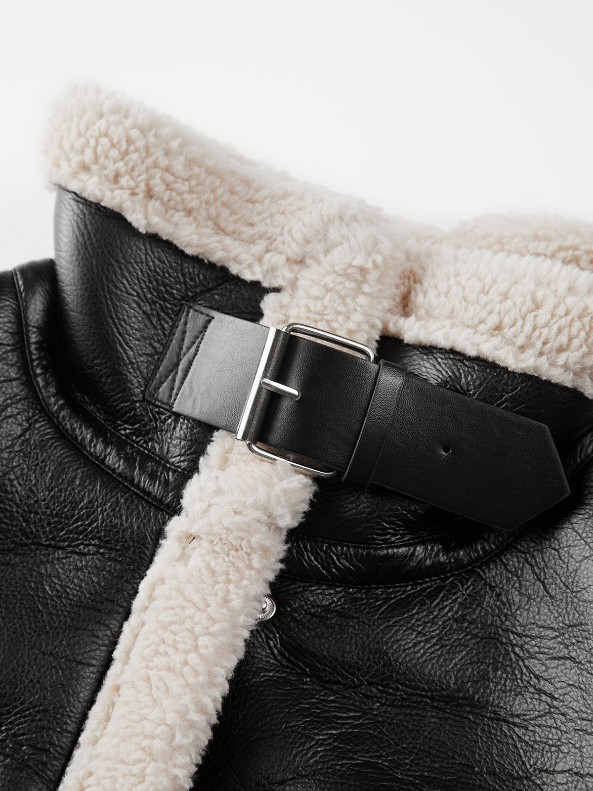 Sherpa Astarlı Shearling Deri Uçuş Ceketi