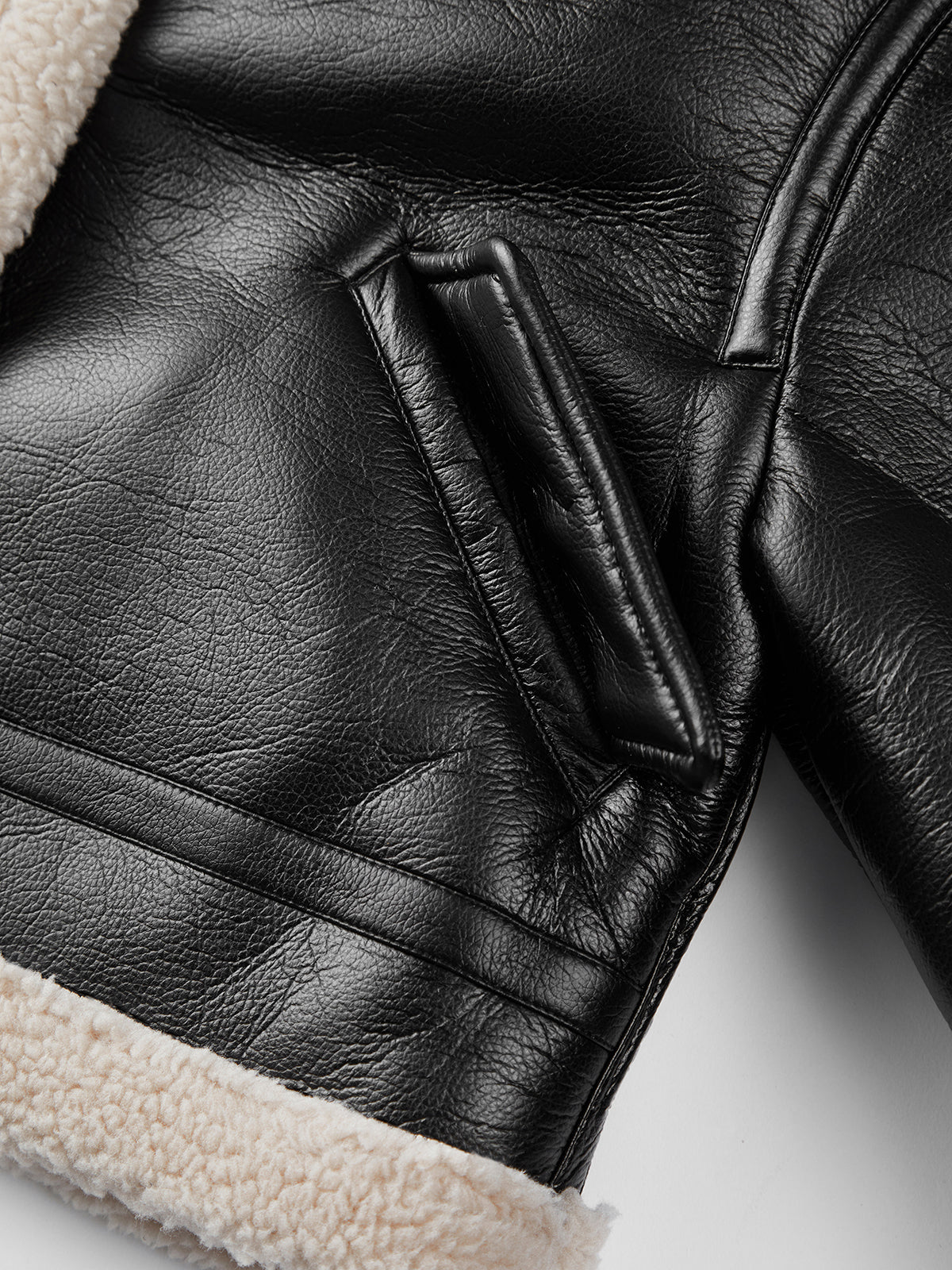 Sherpa Astarlı Shearling Deri Uçuş Ceketi