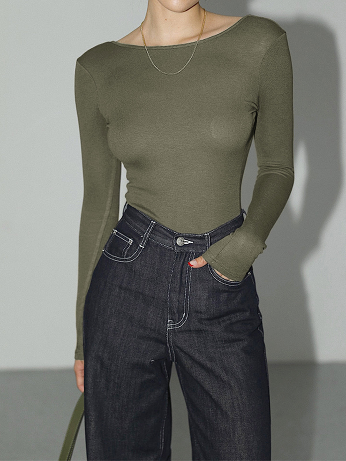 Düz Açık Sırtlı Bodysuit