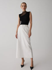 Ağ Desenli Parçalı Kolsuz Üst