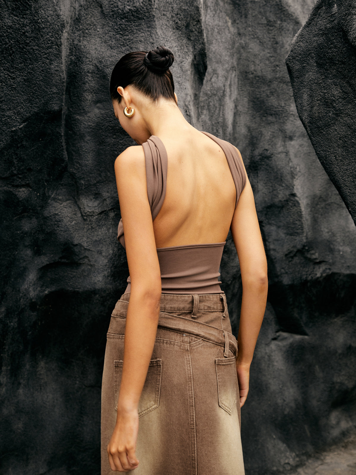Düz Jersey Halter Tüp Üst