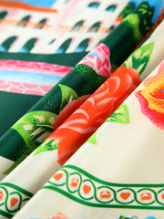 Cennet Desenli Askılı Uzun Tatil Elbisesi