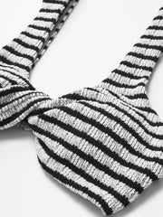 Düğümlü Çizgili Triko Mayo Seti