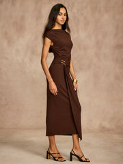 Kısa Kollu Drapeli Elbise