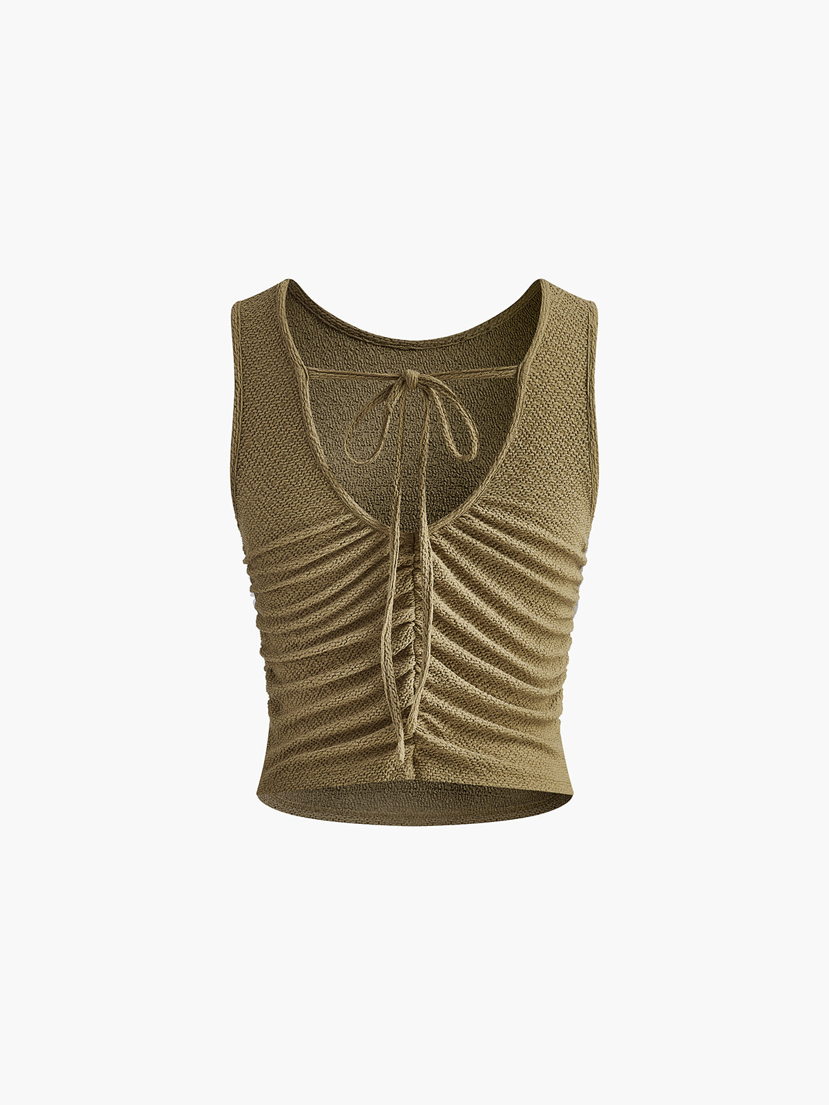 Pileli Bağcıklı Plisse Tank Top