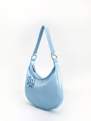 3D Çiçekli Hilal Fermuarlı Çanta