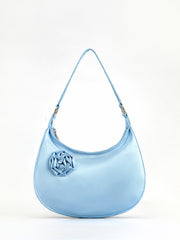 3D Çiçekli Hilal Fermuarlı Çanta