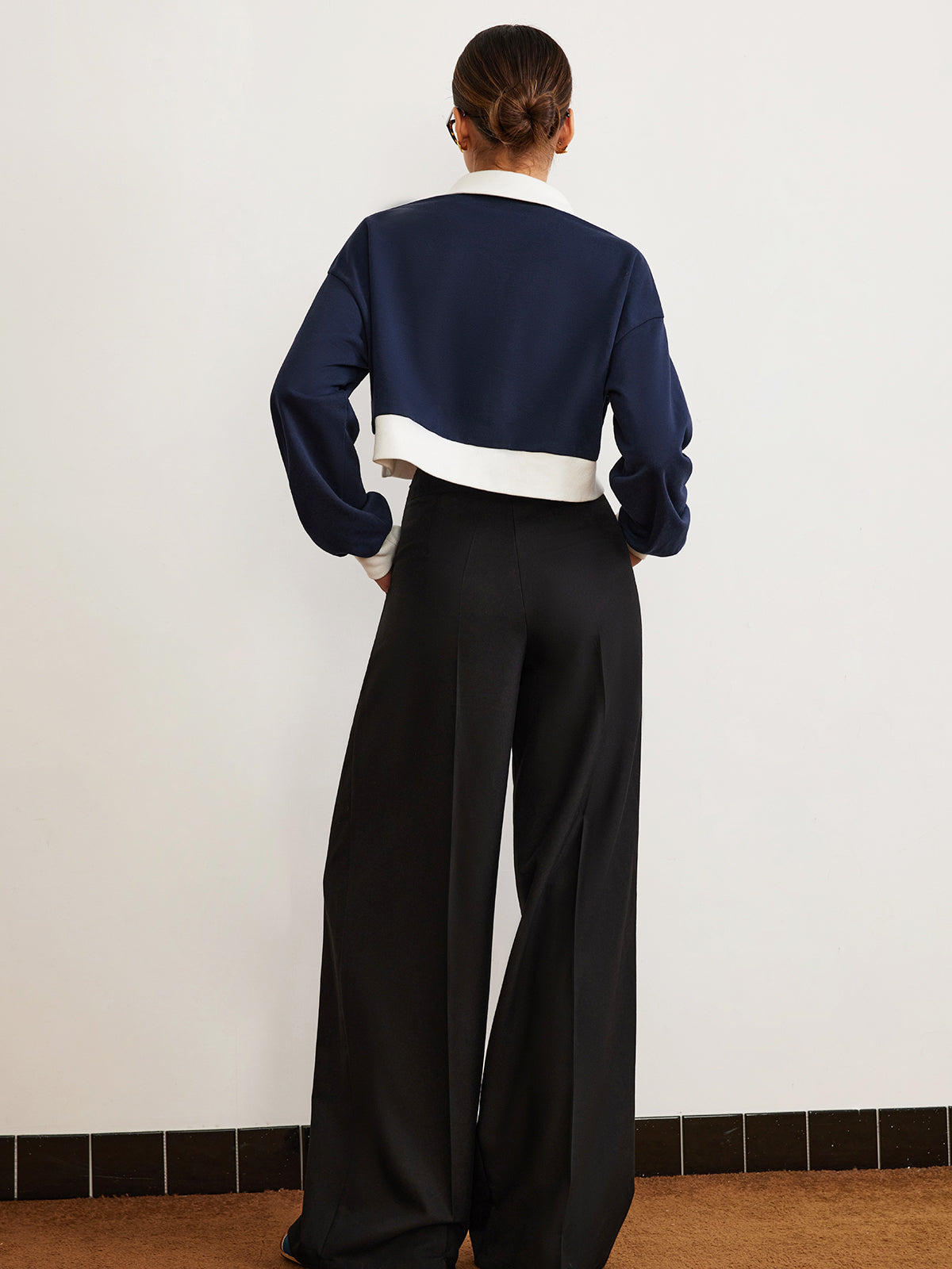 Patchwork Polo Kısa Sweatshirt