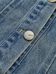 Kontrast Yaka Şeritli Kot Ceket