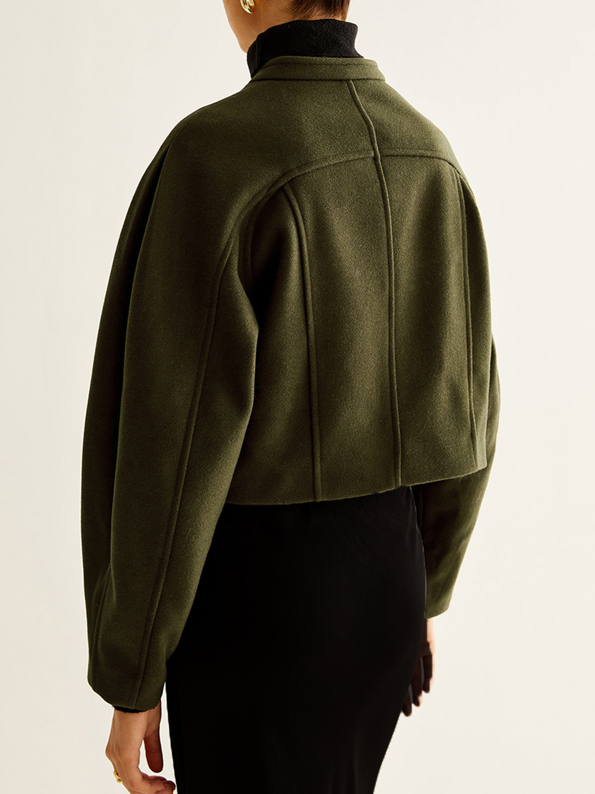Asimetrik Düğmeli Kırpılmış Tweed Ceket