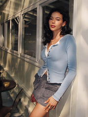 2'li 1 Arada Düğmeli Bluz