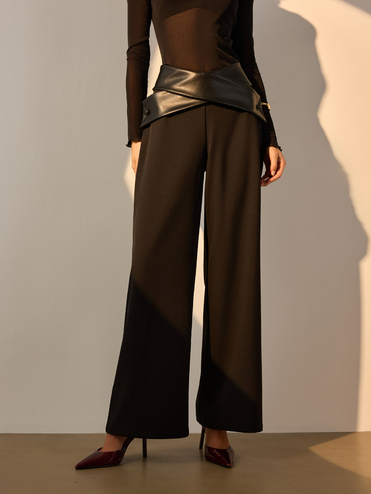 Criss Cross Deri Panel Pantolon
