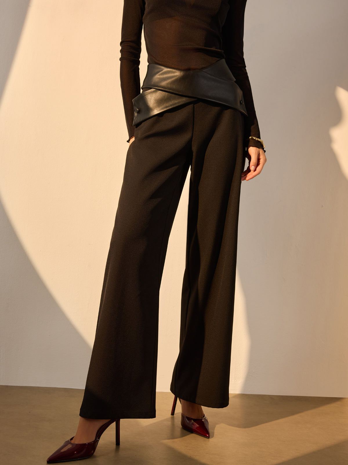 Criss Cross Deri Panel Pantolon