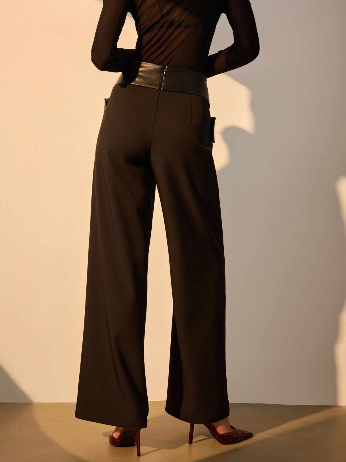 Criss Cross Deri Panel Pantolon