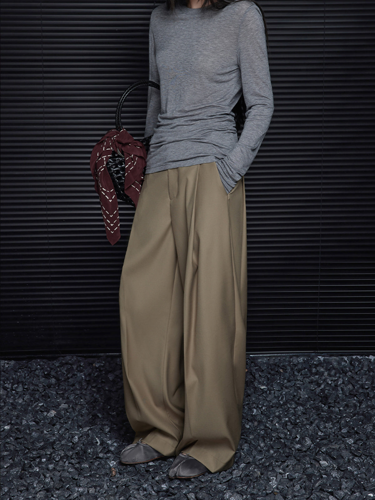 Kemersiz Pileli Drape Pantolon