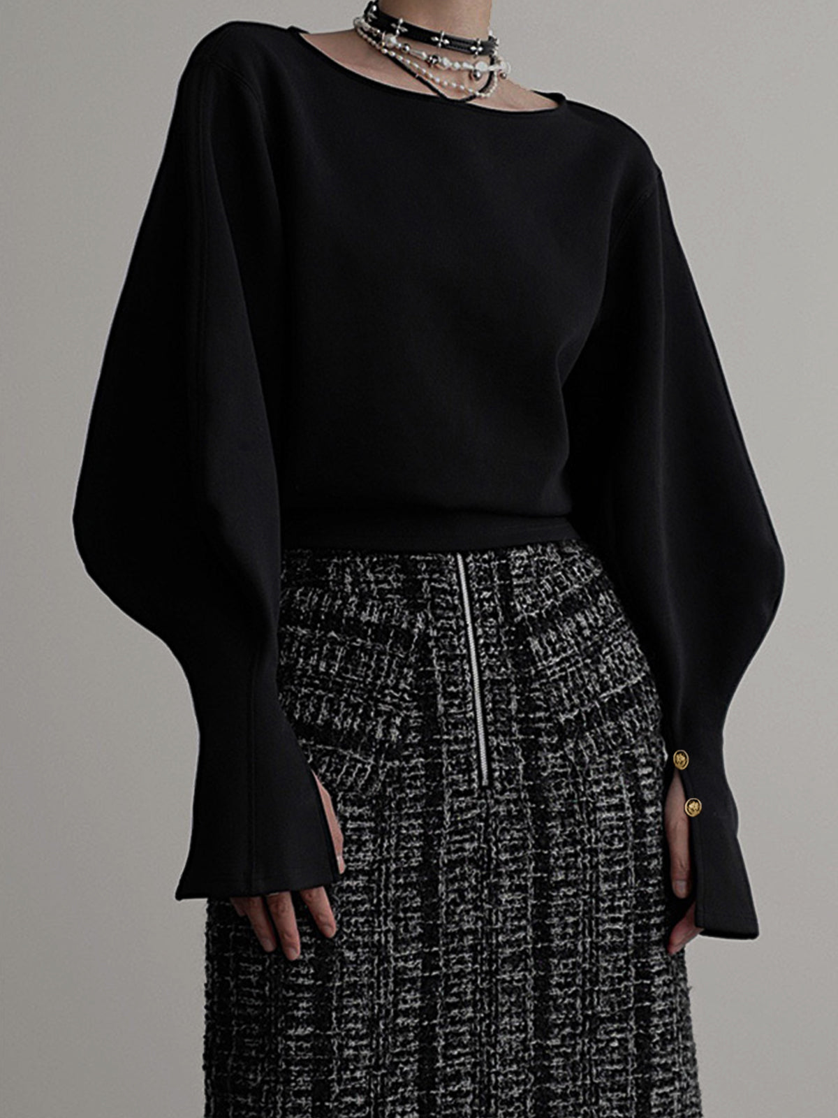 Çan Kollu Büzgülü Sweatshirt