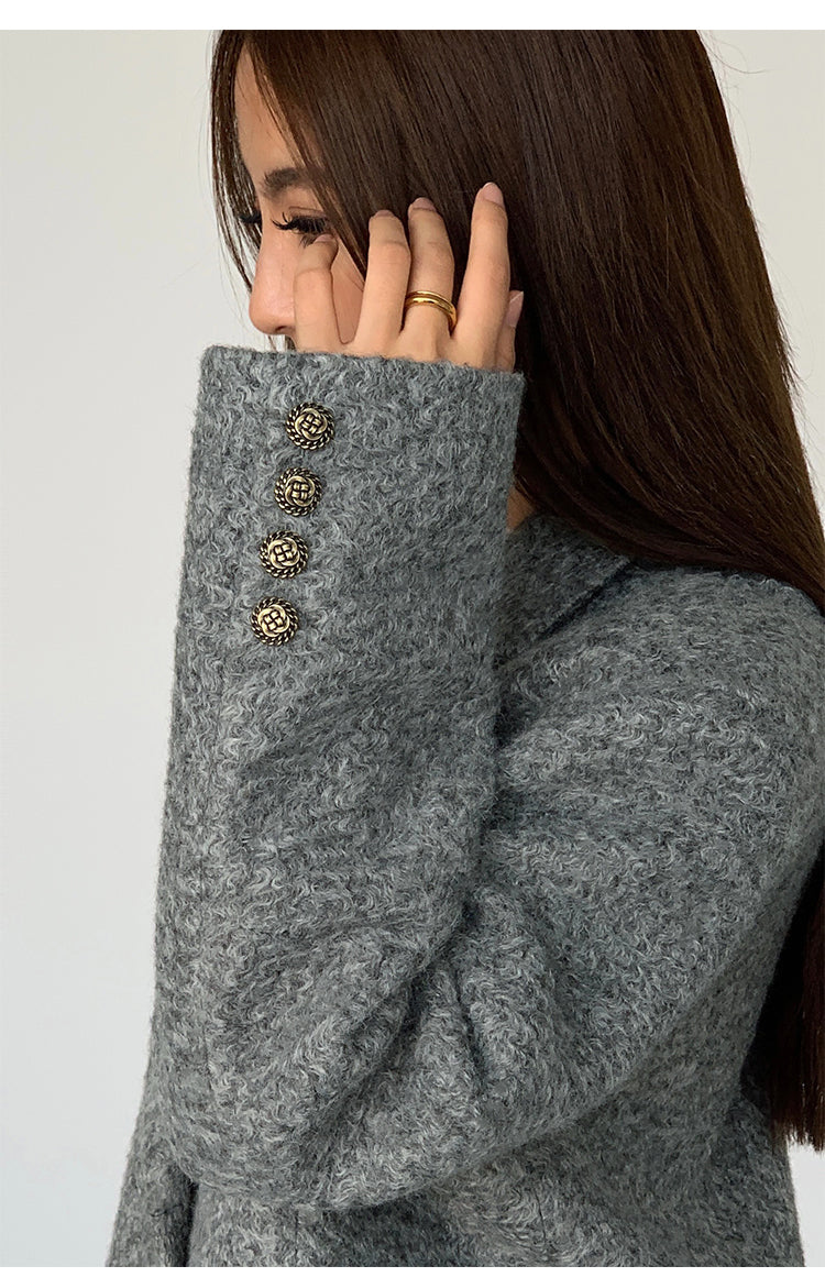 Kemersiz Uzun Tweed Blazer