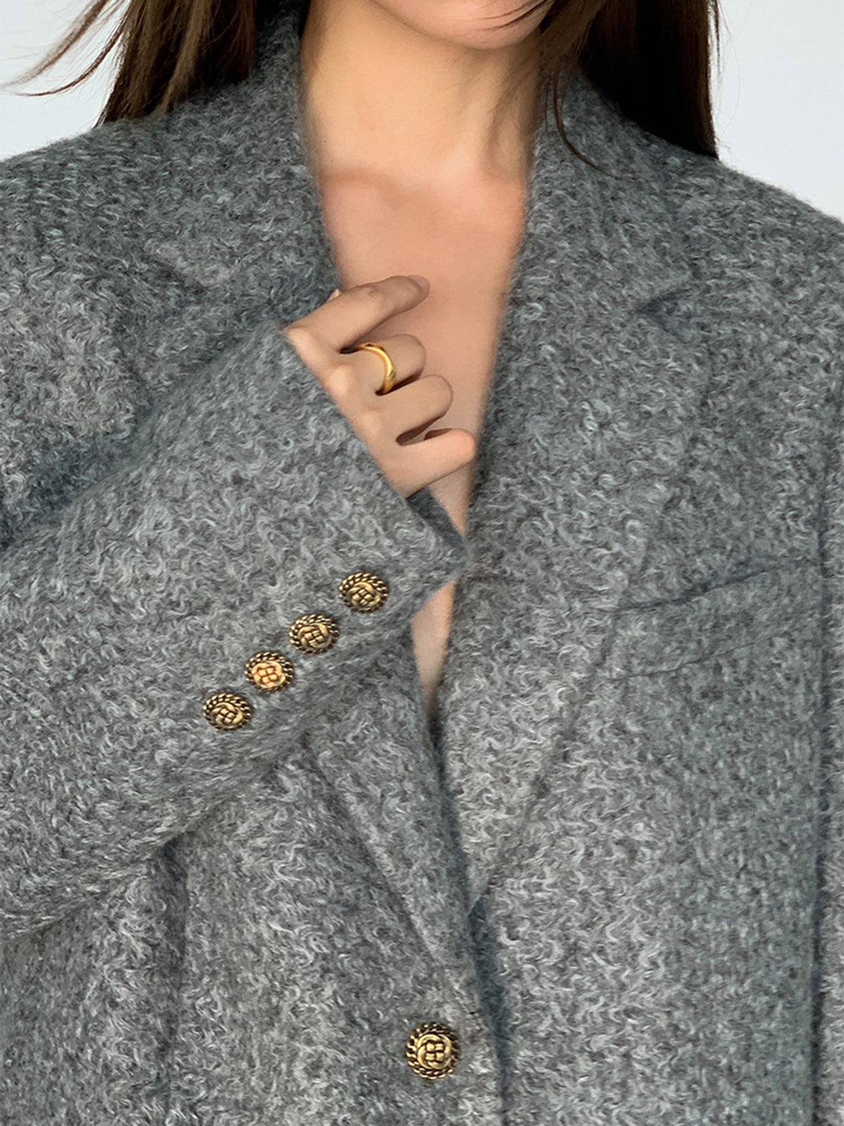 Kemersiz Uzun Tweed Blazer
