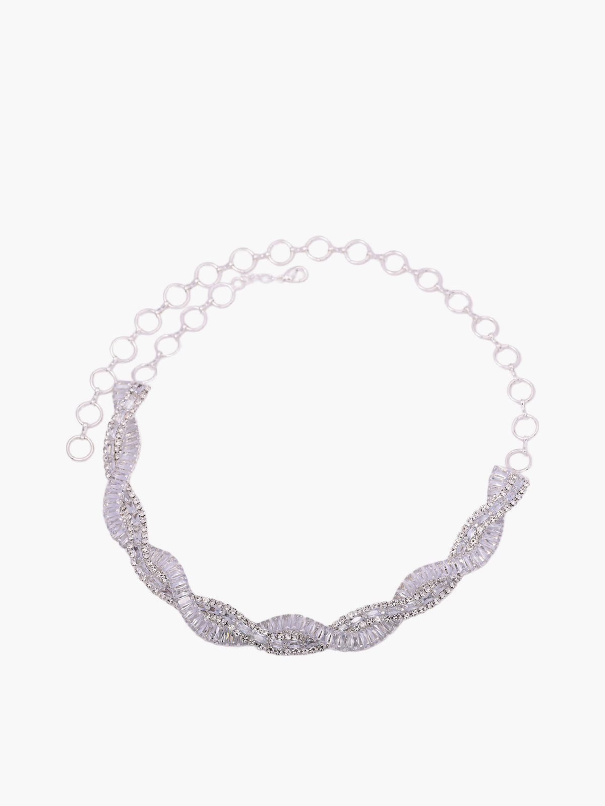 Yapay Elmas Bükümlü Choker Kolye