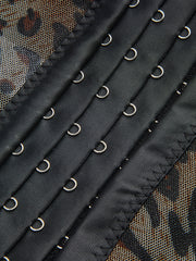 Leopar Desenli İnce Askılı Yarı Şeffaf Korse