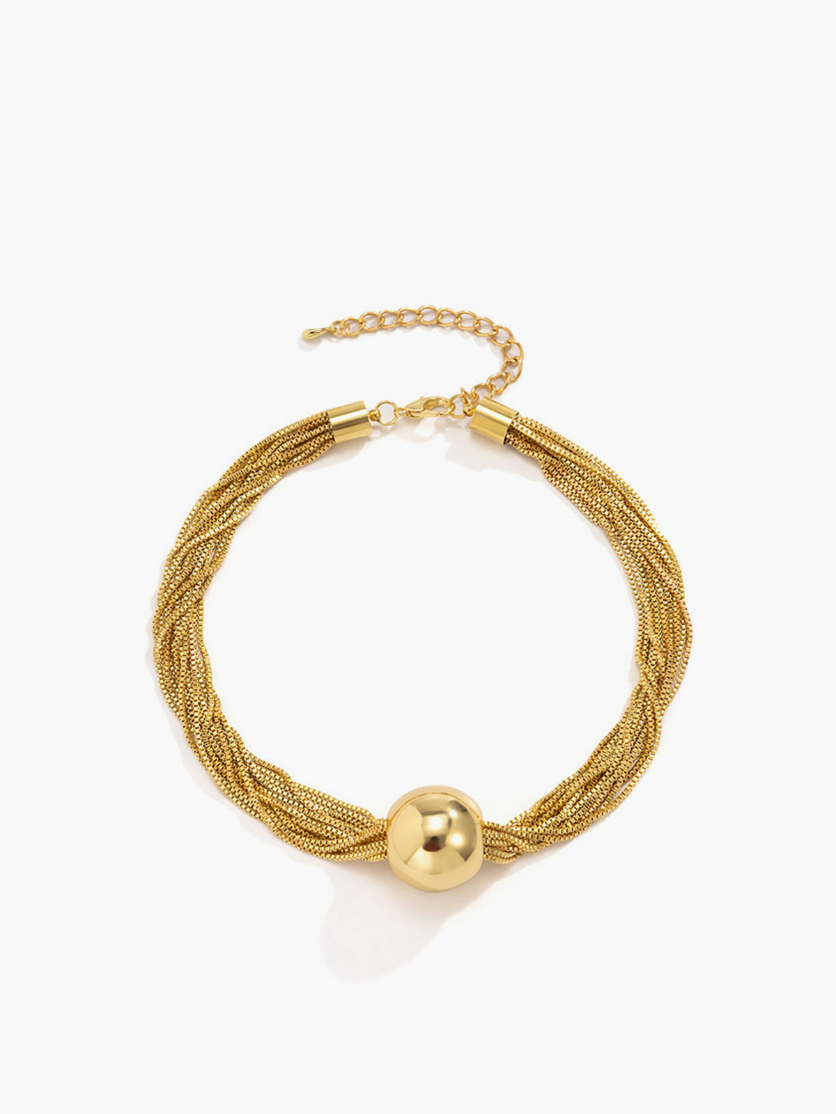 Çok Zincirli Parlak Top Choker