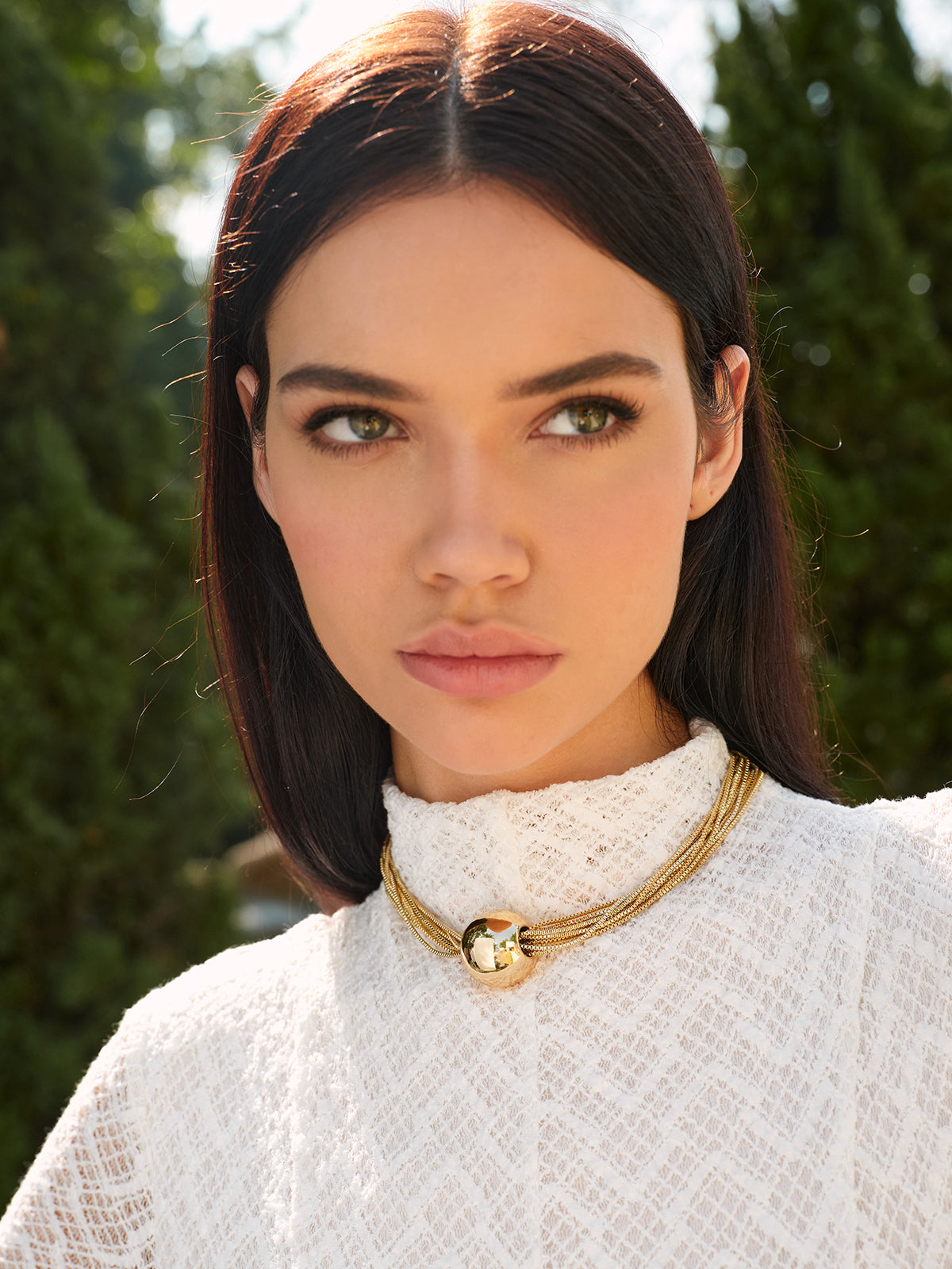 Çok Zincirli Parlak Top Choker