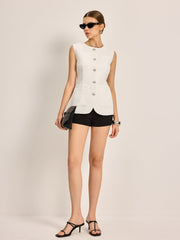 Kemer Olmadan Ön Cep Detaylı Dokulu Yelek