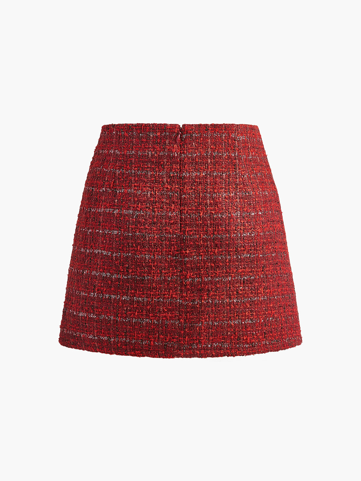 Orta Bel Tweed Fermuarlı Etek