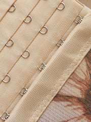 Çiçek Desenli Yarı Şeffaf Kalp Yaka Korse