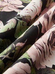 Çiçek Desenli Dantel Kenarlı Bağlamalı Elbise