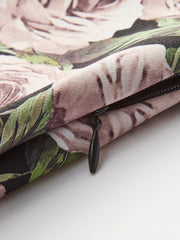 Çiçek Desenli Dantel Kenarlı Bağlamalı Elbise