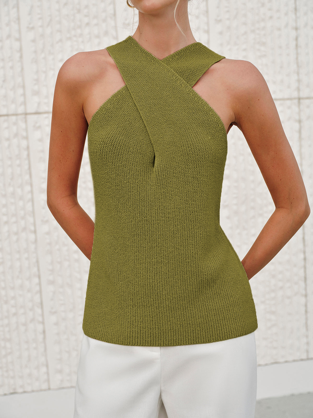 Halter Çapraz Yakalı Tank Top