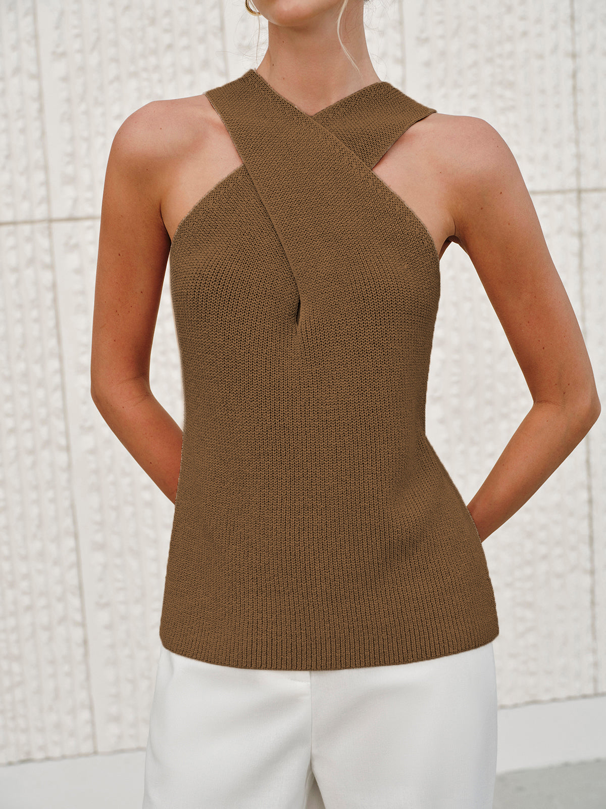 Halter Çapraz Yakalı Tank Top