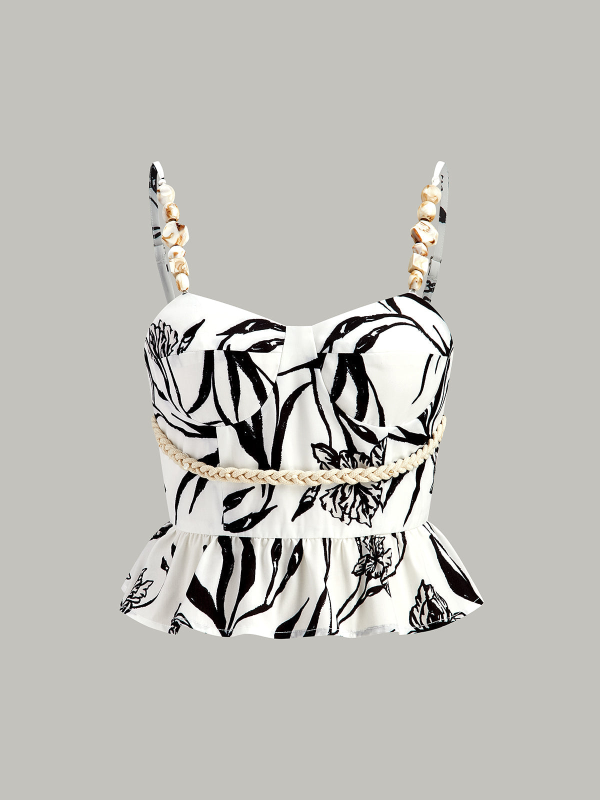 Çiçek Desenli Peplum Üst Ve Şort Takımı