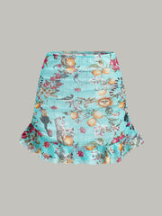 Çiçek Desenli Mayo ve Etek Takımı