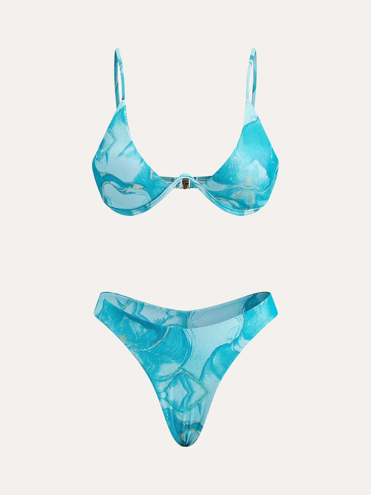Mermer Desenli Bikini Takımı Ve Etekli