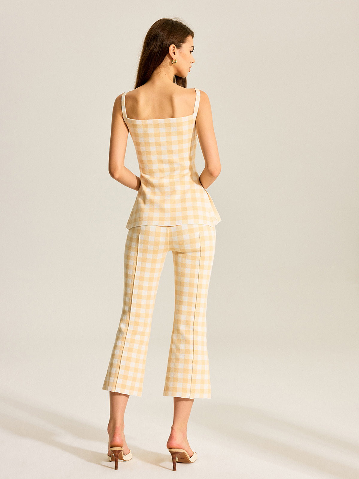 Gingham Desenli Pantolon Takımı