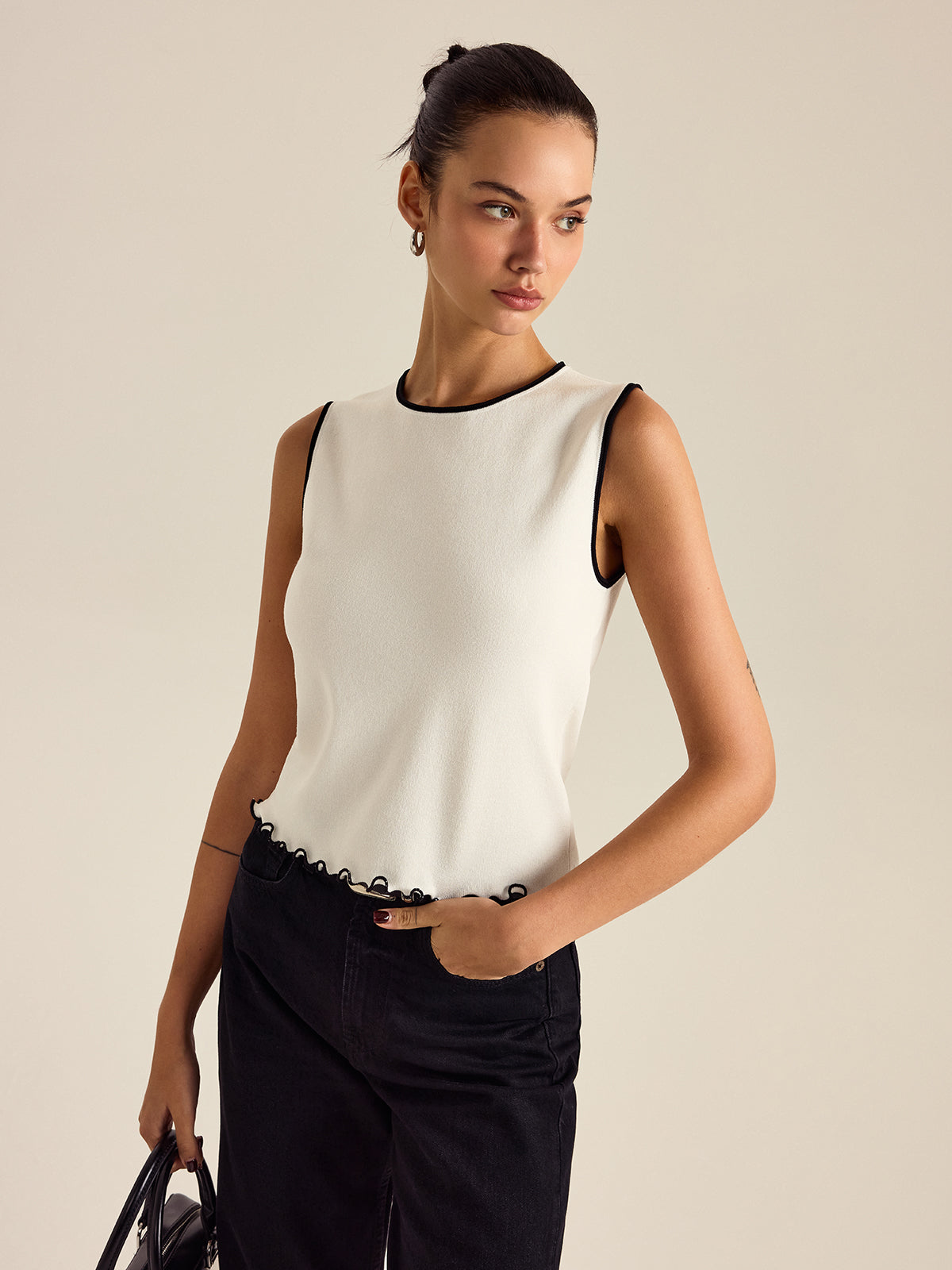 Kontrast Desenli Tank Top