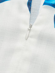 Sırtı Açık Çiçek Desenli Maxi Elbise