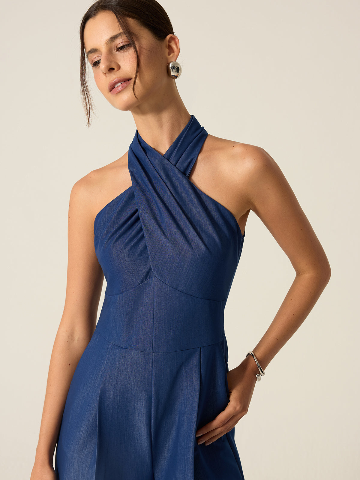 Cepli Halter Geniş Paça Tulum