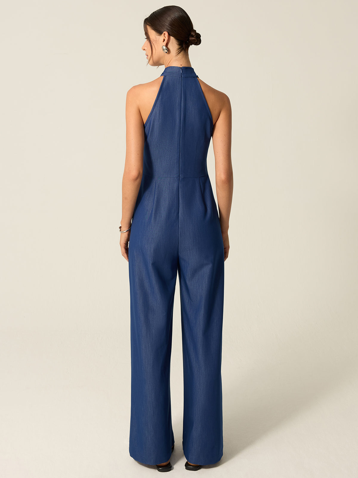 Cepli Halter Geniş Paça Tulum