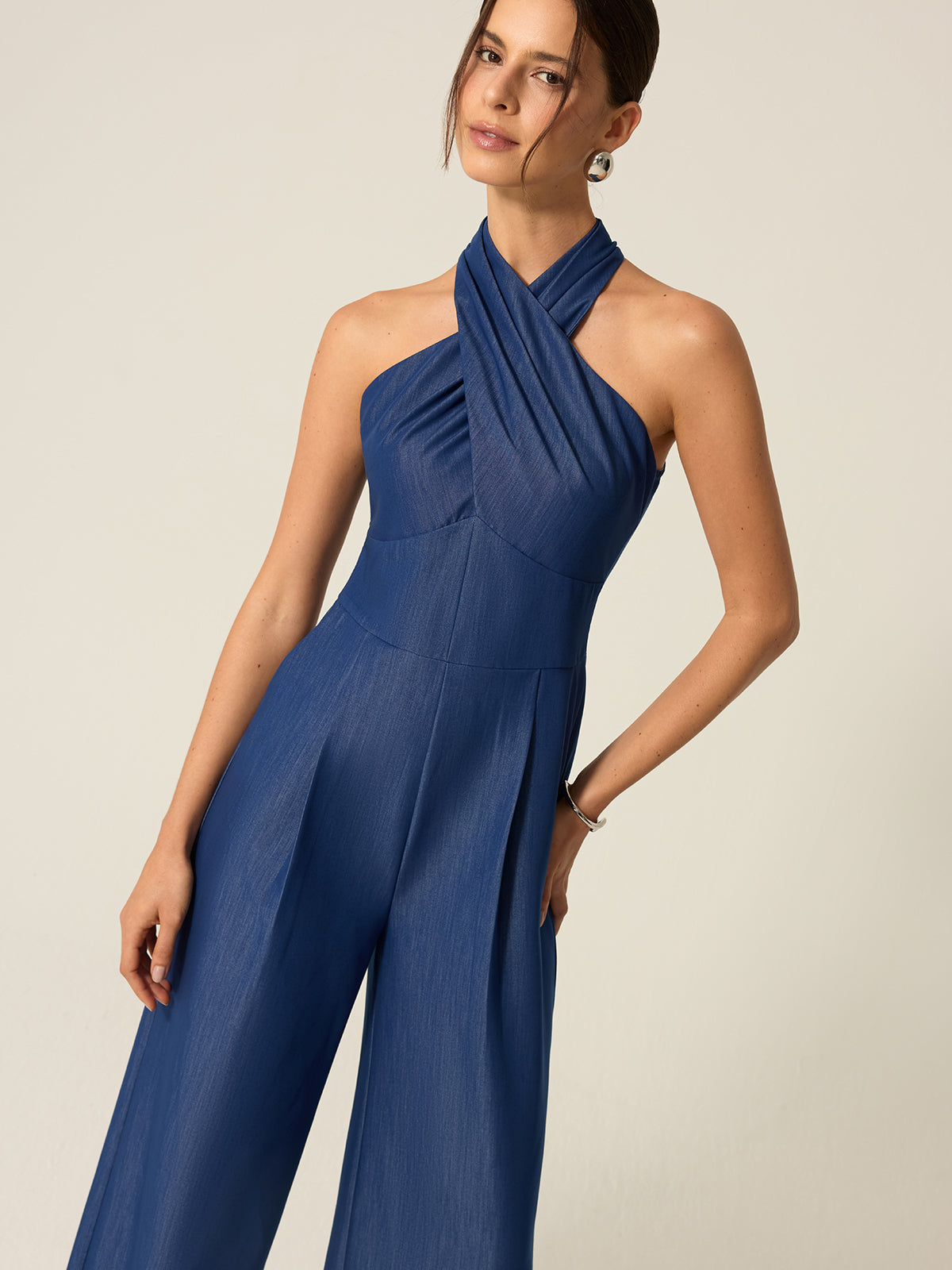 Cepli Halter Geniş Paça Tulum