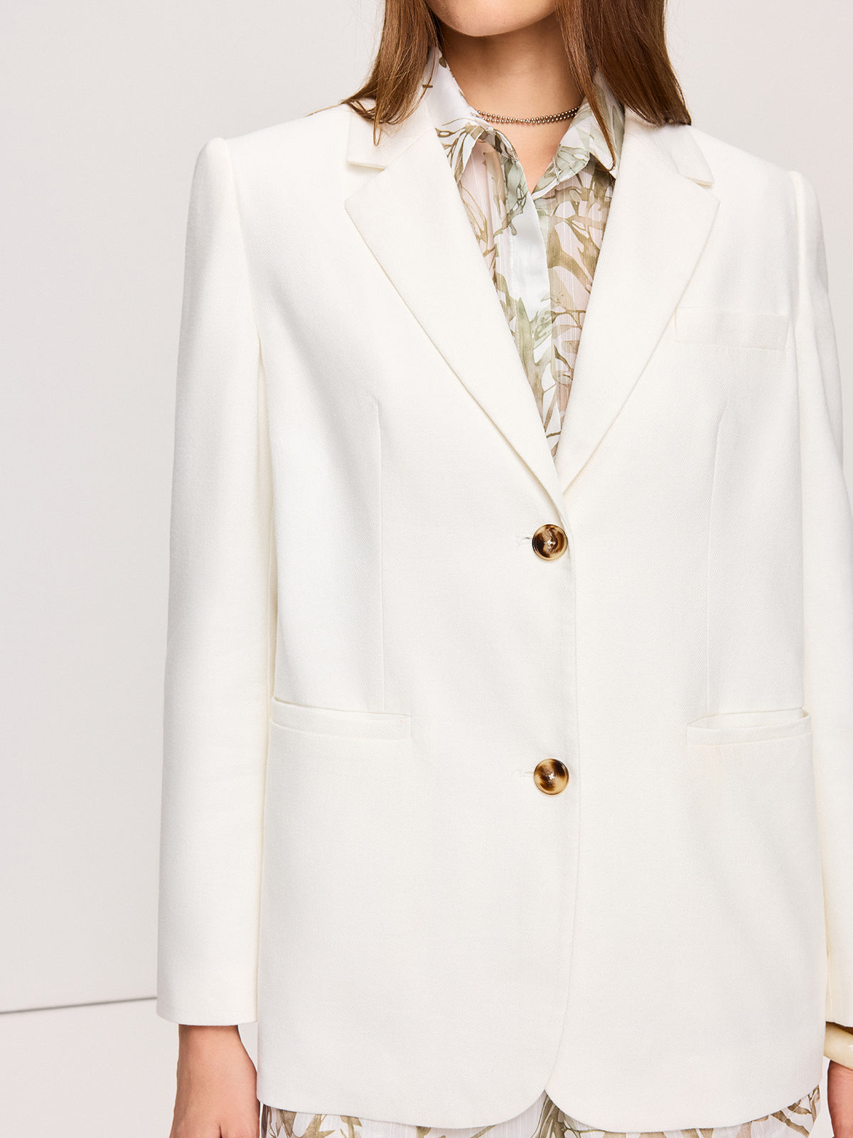 Keten Ve Pamuklu Cepli Blazer