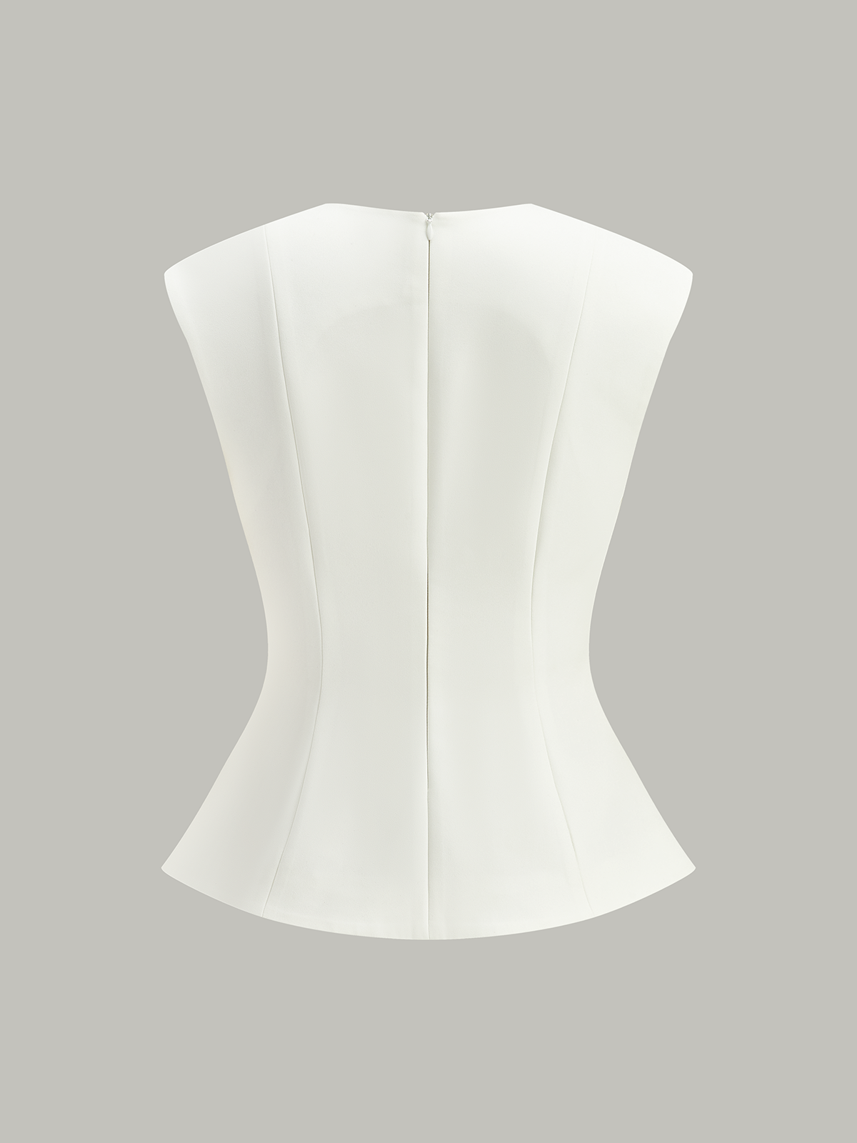 Metal Düğmeli Kolsuz Peplum Üst