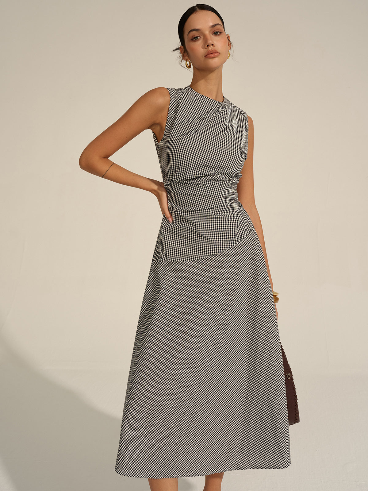 Gingham Midi Elbise