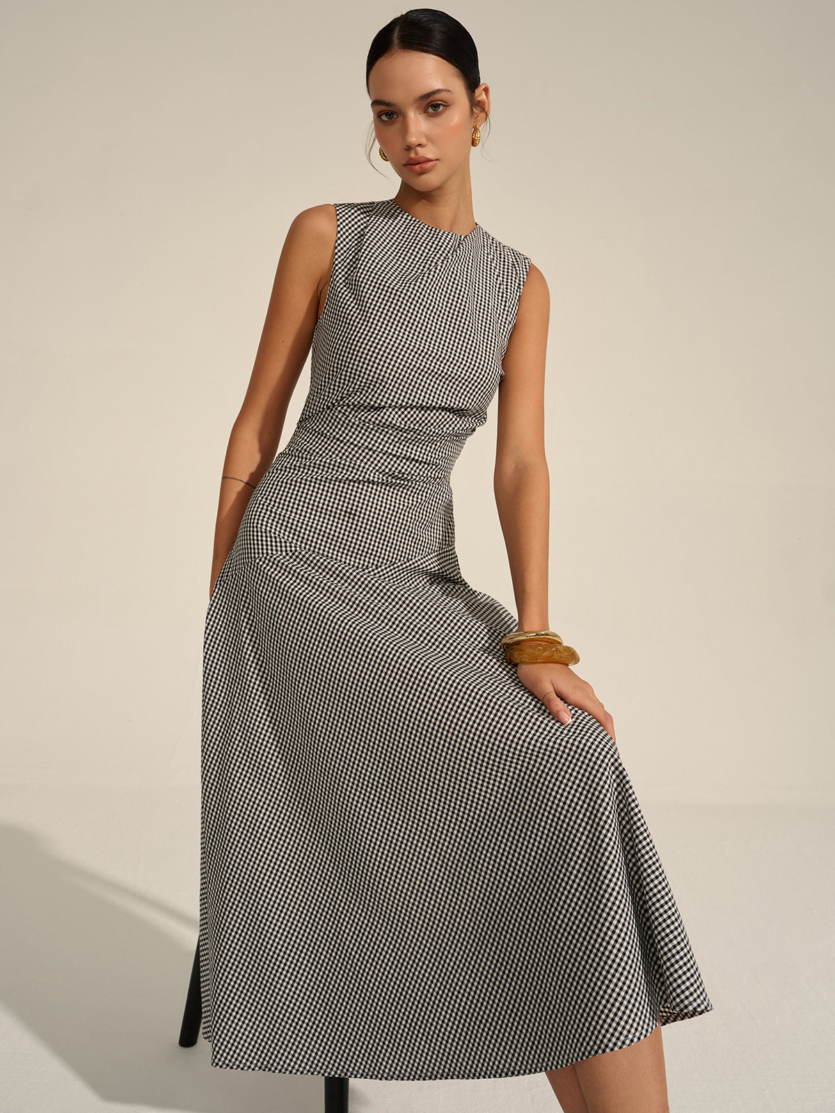 Gingham Midi Elbise
