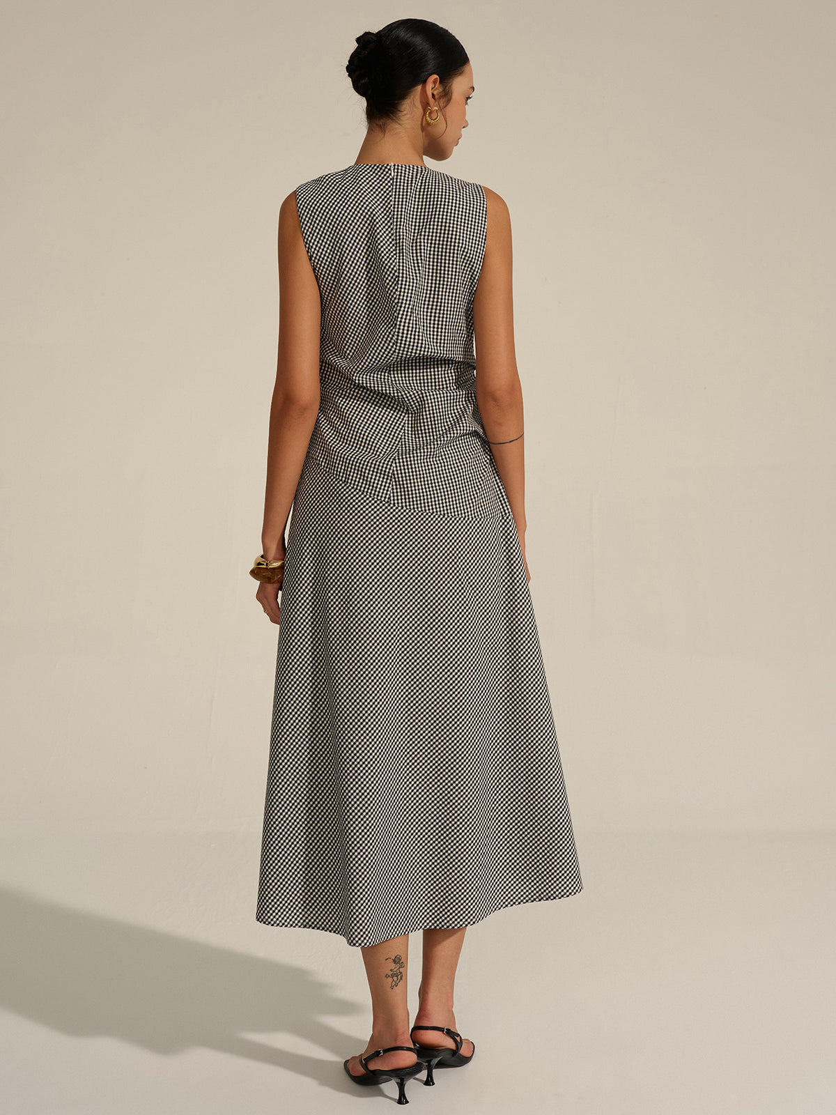 Gingham Midi Elbise