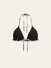 Bağcıklı Leopar Desenli Üçgen Bikini Üstü