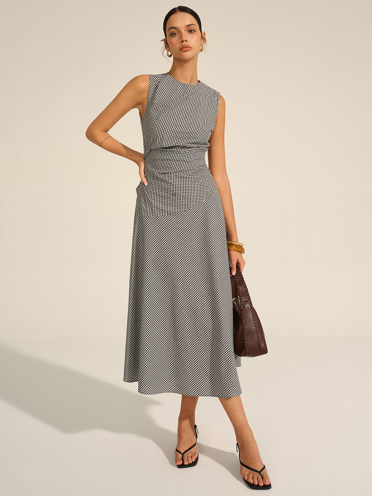 Gingham Midi Elbise