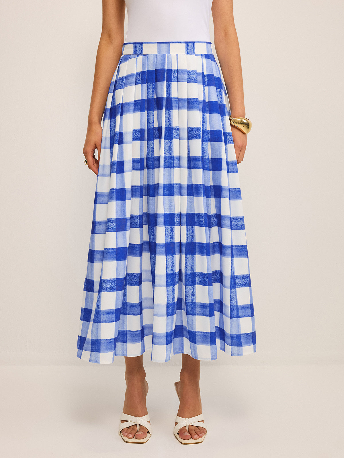 Cepli Gingham Midi Etek